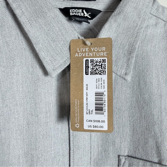 Eddie Bauer Light Gray Casual Button-Down Shirt NWT - Picture 7 of 13